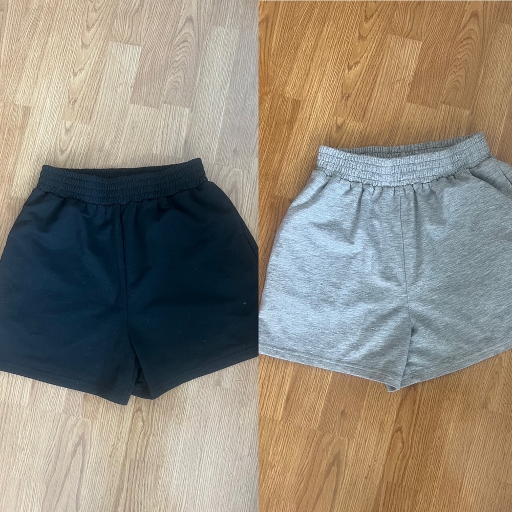 womens small black & gray sweat shorts